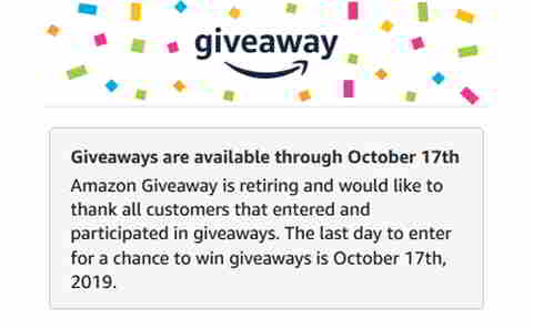 Amazon Giveaway eingestellt, Quelle: amazon.com