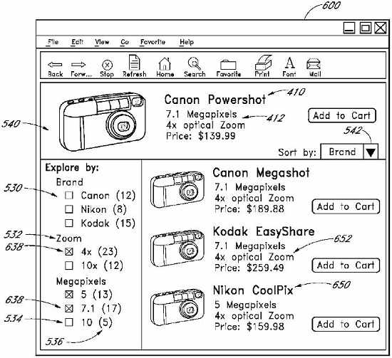 Attribute-Based Navigation of Items, U.S. Patent 8660912 Quelle: http://www.freepatentsonline.com/8660912.html