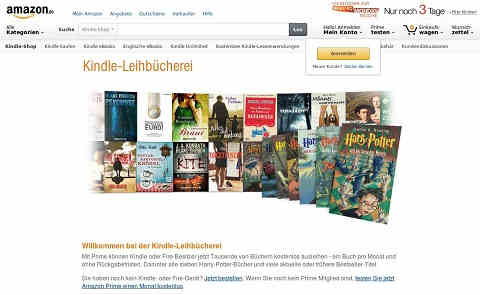 Screenshot: Amazon.de: Kindle-Leihbücherei. Quelle: Amazon.de