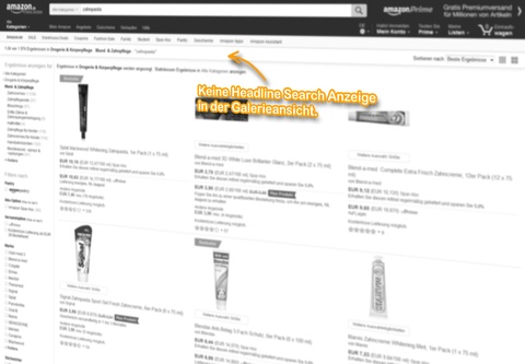 SERP Galerieansicht, keine Headline Search Anzeige für den Suchbegriff: [zahnpasta].