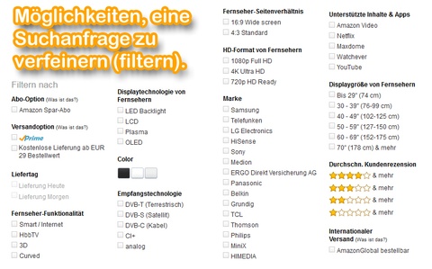 Verfeinerungen, verfügbar für den Suchbegriff: [smart tv].
