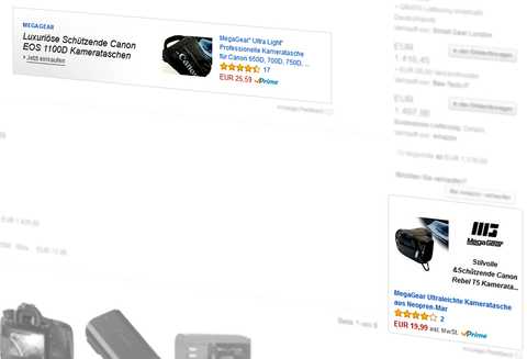 Amazon Marketing Services (jetzt Amazon Advertising): Product Display Ad, Suchbegriff [spiegelreflexkamera]. Quelle: Amazon.de