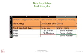NIS, New Item Setup, Feld item_sku