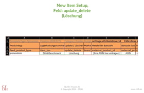 NIS, New Item Setup, Feld update_delete, Löschung